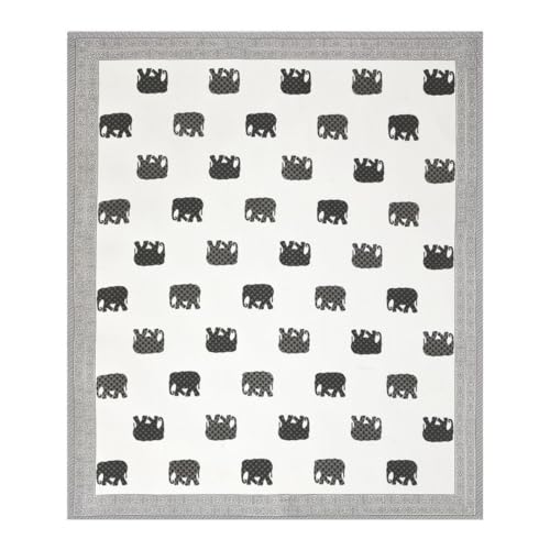 Image of Living Roots Ethnic Jaipur Block Print Double Cotton Bedsheet & 2 Pillow Covers, for Mattress Upto 6 inches Thick, No Colour Bleeding, Grey Colour, King Size 90 * 108 inches, 120TC (615-B)