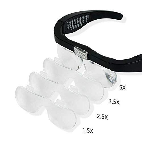 Funien Lupa Óculos Lupa com LED Lupa recarregável USB para joalheiros relojoeiro