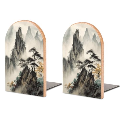 Sujetalibros de paisaje chino decorativo para crear rincones de lectura ordenados en el salón 2