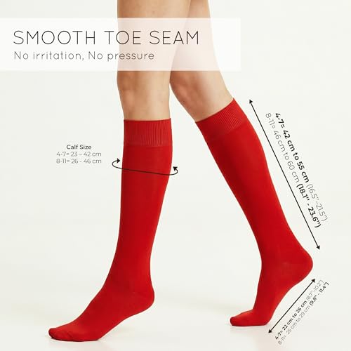 Image of Mysocks Knee High Socks for Women Men Combed Cotton Seamless Toe Tall Long High Socks