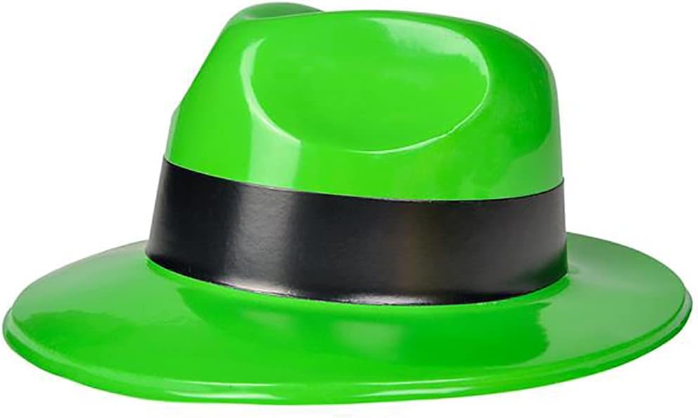 The Dreidel Company Neon Gangster Hat with Band, Party Favors (12-Pack)