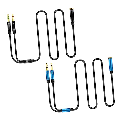 KOMBIUDA 2Piezas Cable Divisor de Audio Mic Adaptador de Auriculares Computadora y Móvil Práctico Dispositivos de Doble Orificio Color