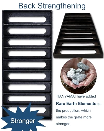 Image of Cast Iron Drain Grate, Driveway Channel Cover 17x8 in