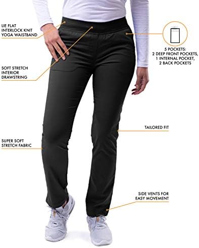 Adar Pro Core Classic Scrub Set For Women - Tailored V-Neck Scrub Top & Tailored Yoga Scrub Pants - P9100P - Black - S - 3