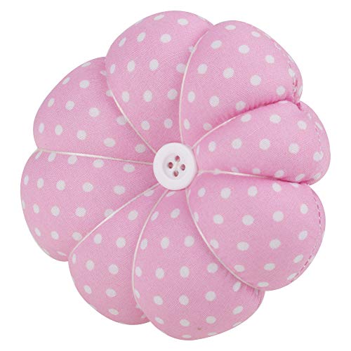 Pin Cushions, Wrist Pins Cushions with Elastic Strap Sewing Pincushion Pumpkin Pin Holder Wristband Needle Cushion for Sewing Needle Pincushions for Needlework Dots Print (Pink)