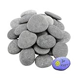 FAAING 24 Stück Flache Steine zum Bemalen, 5-8 cm Glatte Große Kieselsteine Natürlicher Steine Dekosteine Naturstein Flussstein für Mandala Bemalen, Garten, Blumentöpfen, Aquarien