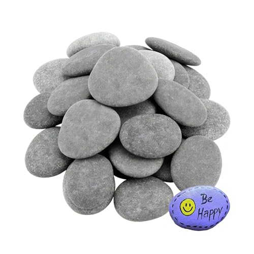 FAAING 24 Piedras Planas para Pintar, 5-8 cm, Piedras Grandes, Lisas, Piedras Naturales, Piedras Decorativas, Piedra Natural, Piedra de río para Pintar Mandala, jardín, macetas, acuarios