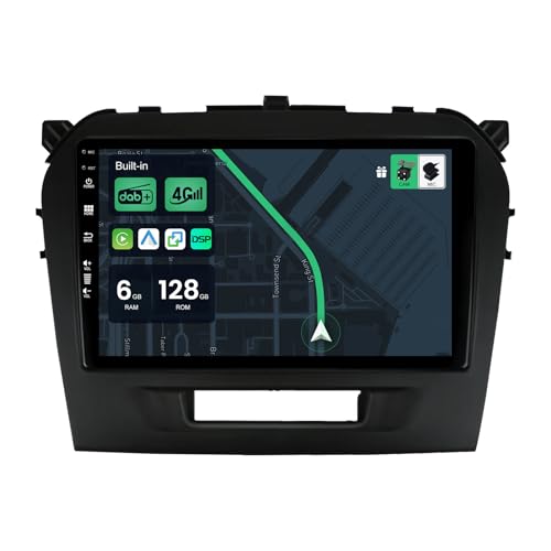 9" [6G +128G] Radio samochodowe 2 Din Android 15 dla Suzuki VITARA 2014-2020 | 8-rdzeniowe, wbudowane 4G LTE, DAB+, bezprzewodowe CarPlay i Android Auto, DSP, Navi GPS, HDMI, Bluetooth, Mirror Link