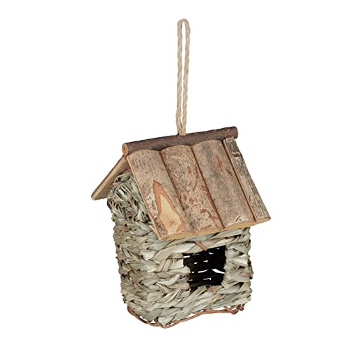 Relaxdays Vogelhaus zur Dekoration, aus Holz, Rinde u. Stroh, zum Aufhängen, Balkon & Garten, HBT: 20x13,5x16cm, Natur Relaxdays Vogelhaus zur Dekoration, aus Holz, Rinde u. Stroh, zum Aufhängen, Balkon & Garten, HBT: 20x13,5x16cm, Natur