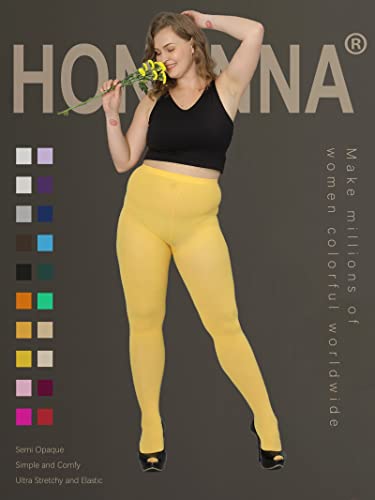 Image of HONENNA Queen Plus Size Tights Semi Opaque Control Top High Waist Stockings Nylons Pantyhose for Women 1X 2X 3X 4X 5X 6X