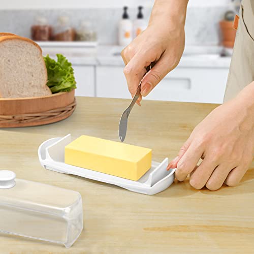 2 Pack Butter Dish with Lid and Knife, Magnetic Butter Keeper, Easy Knife, Plastic Box, Dishwasher Safe, Suitable for All Butter in The Kitchen (Clear) - Thumbnail 7