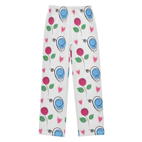 Boys' Pants Cute Butterfly Rose Heart Long Bottoms Jogger Pants Elastic Waist Trousers with Pockets S-XL