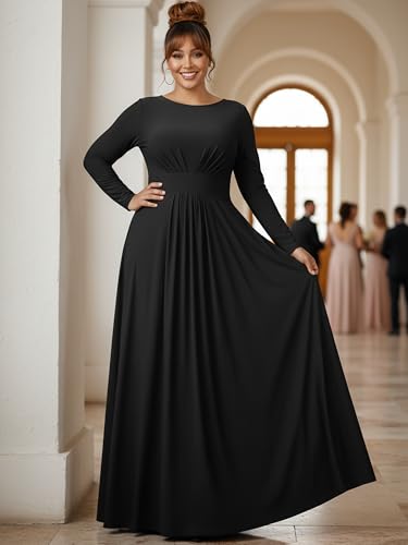 Image of KOH KOH Womens Long Sleeve Flowy Empire Waist Fall Winter Maxi Dress Gown