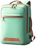 Mochila Viagem Avião Expansível Impermeável Resistente Grande Capacidade Mala de Bordo Bagagem de Mão com Saída USB Multifuncional (VERDE)