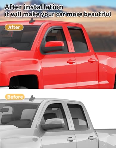 Image of Window Visors Rain Guard for Chevy Silverado /GMC Sierra DoubleCab 2014-2018
