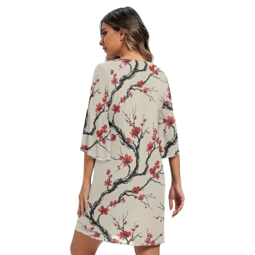 Robe hawaïenne courte col en V chic imprimé floral - 2