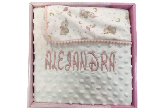 Danielstore Manta Bebe Personalizada con Nombre Bordado (Beige) 919 Rosa
