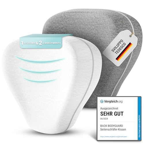 BACK BODYGUARD cuscino per gambe - cuscino ginocchia per dormire - ortopedico cuscino posturale con federa extra - leg pillow - memory foam
