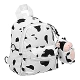 SOIMISS Mini Kuh Rucksack Schöne Leinwand Rucksack Entzückende Kuh Drucken Schulter Tasche mit Hängen Anhänger für Frauen Mädchen