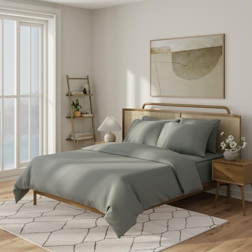 Image of QuickZip Sateen Pillow Case Standard /Queen Size (20 inch X 32 inch) Pillowcases, Set of 2, 100% Cotton Pillow Covers with Envelope Closure, Slate Gray