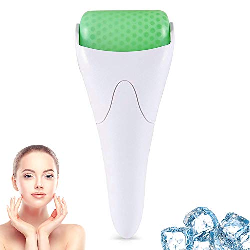 Deyace Ice Roller Facial Massager and 100% Natural Jade Gua Sha Scraping Tool Set, Therapeutic Cooling to Naturally Tone & Tighten Brighten Complexion and Reduce Wrinkles, Under Eye Puffiness