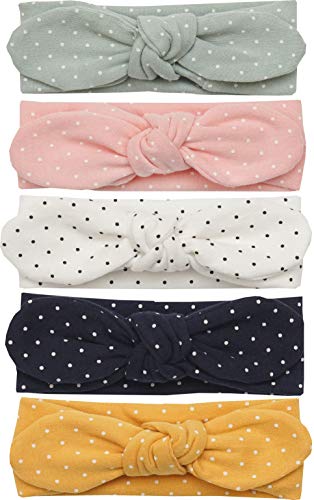 AVAUMA Baby Girl Boy Headbands Bow and Turban, Fits Newborn Infant Toddler and Children Hair Accessories (DotBD_5pack)
