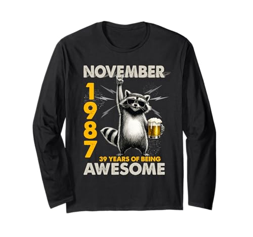 39th Birthday Raccoon November 1987 Vintage 39 Years Old ����T�V���c