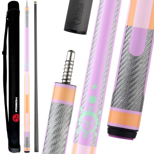 Poison by Predator Candy Pool Cue with Carbon Fiber Shaft and Cue Case - Peach/Lavender - No Wrap
