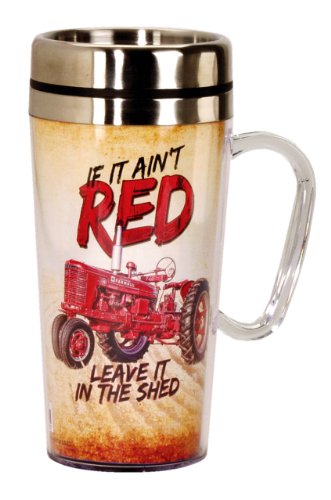Spoontiques Farmall if it Aint Red Insulated Travel Mug, Off White