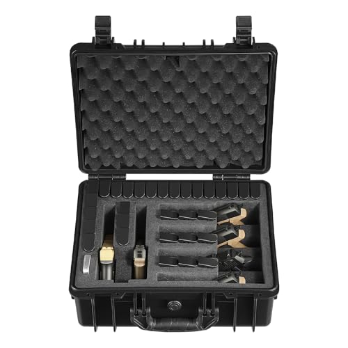 VEVOR Hartschalenkoffer für 6 Pistolen, Pistolenkoffer mit XPE-Schaumstoffeinlage 475x415x215 mm, Wasserdichter Kurzwaffenkoffer mit Anpassbarem Innenraum & Tragegriff, für Pistole Objektive Kamera
