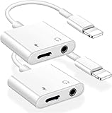 Headphone Adapter for iPhone [Apple MFi Certified], 2 in 1 Lightning to 3.5mm AUX Audio Dongle Charg