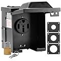 RVMATE 50 Amp 125/250V RV Power Outlet Box, Waterproof Lockable Enclosed Power Panel, NEMA 14-50R Receptacle, ETL Listed, Black