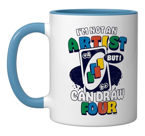 Taza de cerámica Uno con dibujo azul y blanco 11 oz miniatura 1