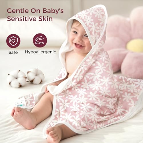 Image of Momcozy Baby Towel with Hooded - Ultra Soft & Absorbent Large Bath Towel Set for Comfort & Gentle on Baby's Skin - Shower Gift & Bath Essential & Baby Registry Search for Newborn,Infant,Toddler,Kids