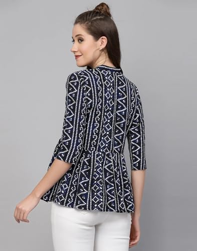 Image of Bollyclues Women's Crepe Bandhni Printed Peplum Top(BC-to)