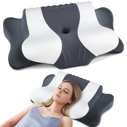 Deal: DONAMA Cervical Neck Pillow for Pain Relief, Orthopedic Contour Neck Pillow with Memory Foam Ergonomic Pillows with Dual Heights for Back, Stomach and Side Sleepers (Dark Grey)