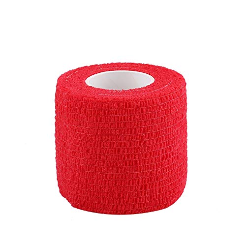 Sunicon Self Adhesive Bandage, 5 Rolls Waterproof Self Adhesive Bandage Tape Finger Joints Wrap Sports Care (Red)