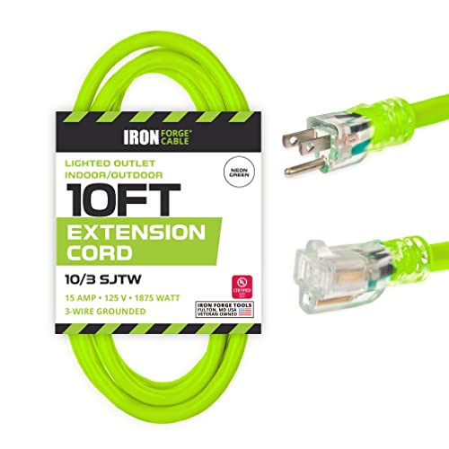 Iron Forge 10-Gauge 10 ft Extension Cord, 15A, Weatherproof