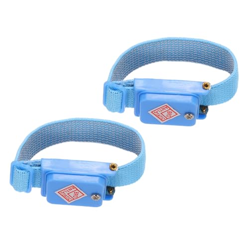 Image of MECCANIXITY 2pcs Anti Static Wrist Strap, ESD Antistatic Bracelet Adjustable Cordless with Spare Bracelet for Computer Electronics Repair Sky Blue