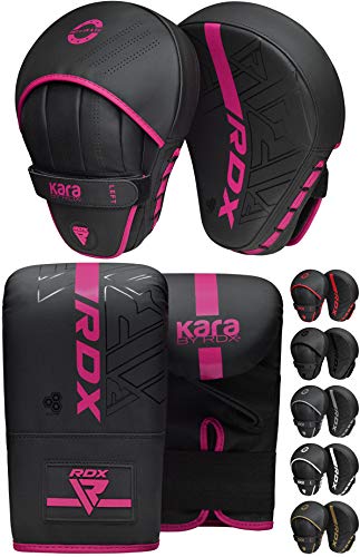 RDX Boxing Pads and Bag Gloves Set, Maya Hide Leather Kara Hook and Jab Training Pads, Curved Focus Mitts for MMA, Muay Thai, Kickboxing Coaching, Martial Arts, Punching Hand Target Strike Shield