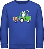 Sweater Kinder Sweatshirt Jungen Mädchen Pullover - Mädchen Ostergeschenke Ostern Kinder - Traktor Hase Ostereier - 128 (7/8 Jahre) - Royalblau - Traktor Pulli - JH030K