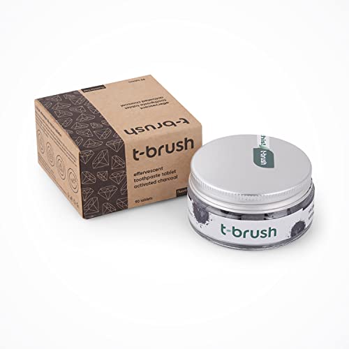 T-Brush Whitening Travel Toothpaste Tablets - Natural Ingredients, Sls Free, Gluten Free, Cruelty Free, Eco Friendly Packaging, Vegan - 90 Tablets (Activated Charcoal, Fluoride Free) #TOP4