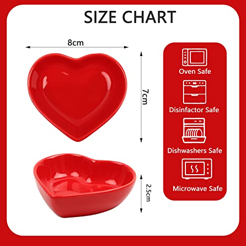 Weoowin Appetizer Plates Ceramic Small Love Shape Set Of 4, Small Sauce Dishes Mini Bowls For Wedding Gifts, Appetizer Bowls For Parties 4 Packs Red #TOP1