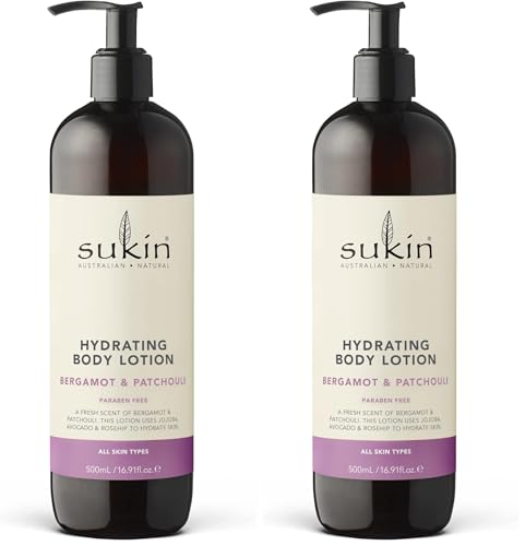 Sukin Hydrating Body Lotion, Bergamot & Patchouli, 500ml (Pack of 2)