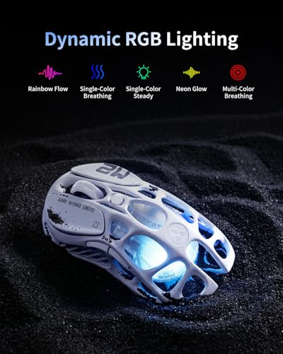 Image of GravaStar Mercury M2 Wireless Gaming Mouse with 26,000 DPI, PAW3395DM Sensor -79g Lightweight Hollowed-Out Design -5 Programmable Buttons -5 Dynamic Lightsync RGB (White)