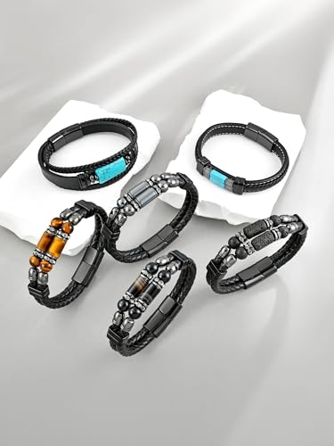 Pulsera de Cuero Turquesa para Hombre miniatura 5