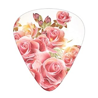 Ensemble de 12 médiators de guitare Pink Rose Blossom pour guitare acoustique, guitare électrique, contrebasse, ukulélé - Les Beatles, Paul McCartney, John Lennon, RIngo Starr, George Harrison