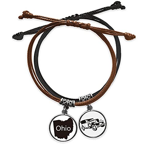 Bracelet Ohio États-Unis en cuir, le cadeau idéal pour passionnés de voyage