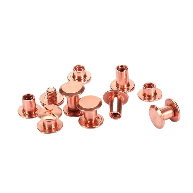 10pcs Rose Gold Binding Screws Nails Long Studs Rivets Leather Craft Hardware Accessories Rod Length 4~50mm(40mm)