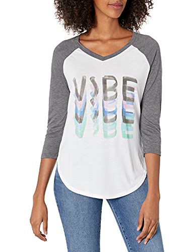 Fifth Sun Digital Wave Graphic Blusa Ranglan feminina, Multicolorido/vibrador, Small